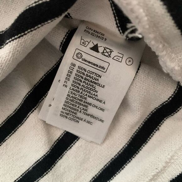 H&M Blue White Striped Crop Wide Sleeve Knit Top Size S Nautical Preppy Beachy - Picture 9 of 9